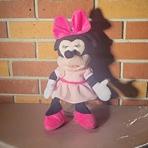 Disney Baby Minnie Mouse Plush Hand Puppet Full Size 14" Pink Soft Toy